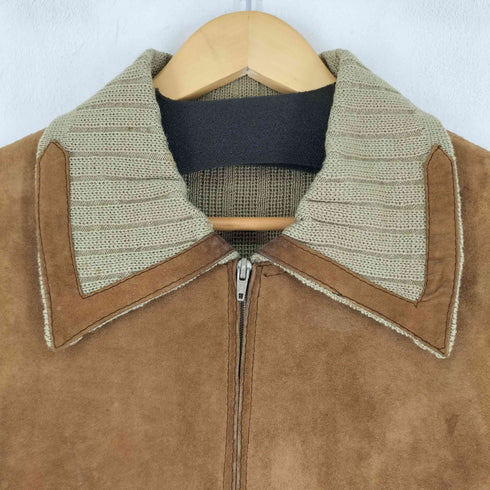 ニット切り替え スエード ジップアップジャケット メンズ